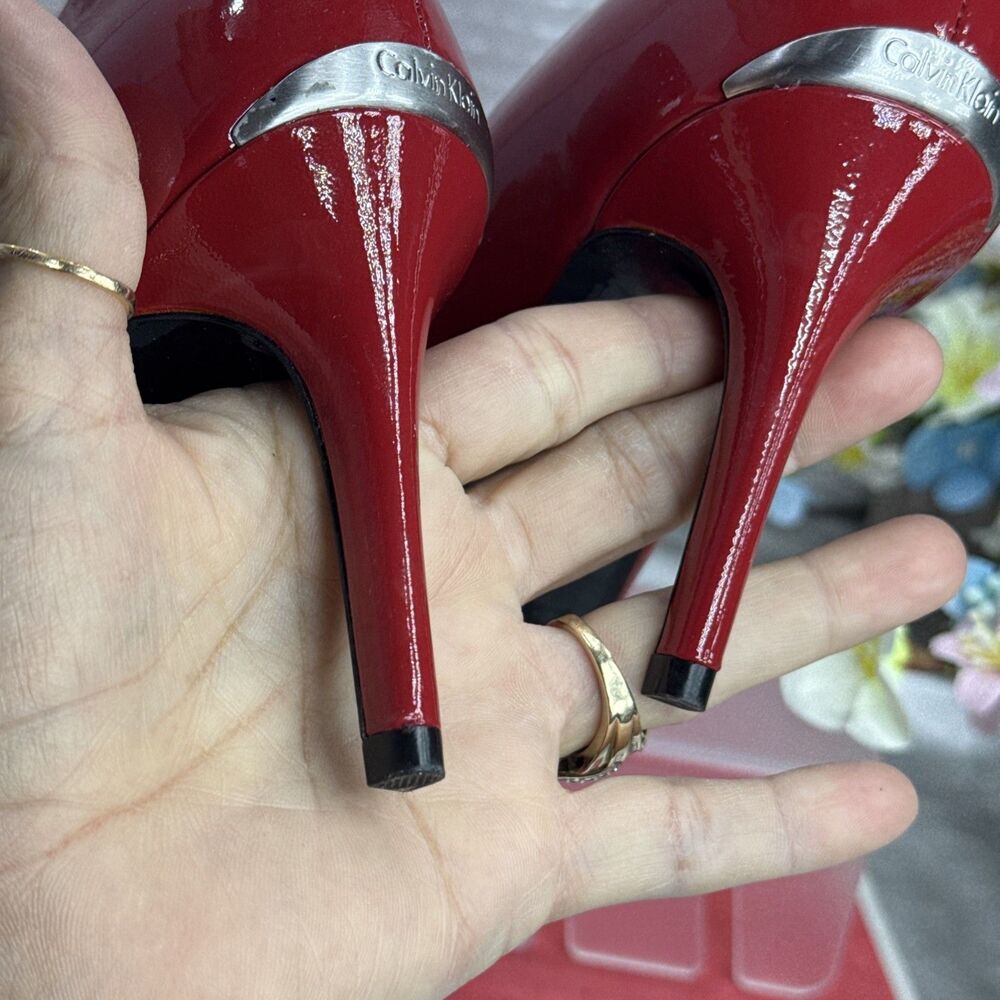 (O)Calvin Klein Red Patent Leather Gayle Women's Pump,Sz 8 M - Picture 12 of 16